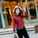 2017 New Women loose blouses thick warm cotton long-sleeved blouse 100%cotton flannel plaid shirt Women Tops plus size 21 colors