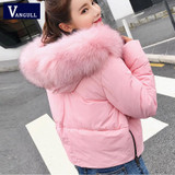 2017 New Women luxurious Large fur collar hooded coat warm Fox fur liner parkas long Sleeve Thick winter jacket top quality