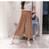 2017 New Women Ladies Vintage Loose Elastic Waist Long Trousers Chiffon Pleated Casual Palazzo Pants Wide Leg Pants pantalones