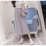 2017 New Women Ladies Vintage Loose Elastic Waist Long Trousers Chiffon Pleated Casual Palazzo Pants Wide Leg Pants pantalones