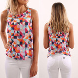 2017 New Women Ladies Summer Fashion Tops Print Sleeveless Shirt Blouse Casual Tops Clothes