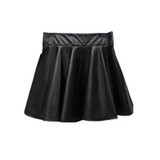 2017 New Women Ladies Faux Leather High Waist Skater Flared Pleated Short Mini Skirt LE2