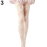 2017 New Women Fashion Rose Pattern Tight Lace Pantyhose Sexy See-through Stockings