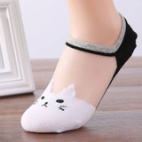 2017 New Women Fashion Casual Cat Silk Ankle High Low Cut Invisible Cotton Socks