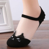 2017 New Women Fashion Casual Cat Silk Ankle High Low Cut Invisible Cotton Socks