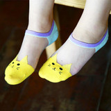 2017 New Women Fashion Casual Cat Silk Ankle High Low Cut Invisible Cotton Socks