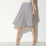 2017 New Women Fashion Chiffon Skirt Pants Summer Style High Waist Flare Wide Leg pants Ladies Elegant Office Palazzo Trousers
