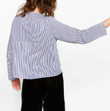2017 new women elegant flower embroidery striped blouses shirt fashion women hem knot roupas femininas blusas long sleeve tops