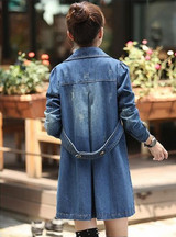2017 new Women Denim Trench Coat Fashion Double Breasted Jeans Long Plus Size 5XL Caual Outwear Coats S333