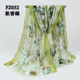 2017 New Women Chiffon Silk Scarfs Fashion Spring Square polyester Scarves Print flowers Shawl Summer Shawls And Hijabs 052