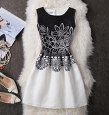 2017 New Women Casual Summer Autumn Dresses Vintage Printing Floral A Line High Waist Sleeveless Fashion Slim Vest Dress