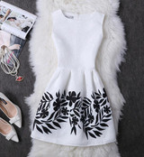 2017 New Women Casual Summer Autumn Dresses Vintage Printing Floral A Line High Waist Sleeveless Fashion Slim Vest Dress