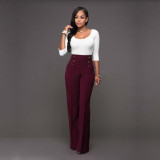 2017 New Women Casual Summer Palazzo High Waist Career Wide Leg Trousers Loose Pants New