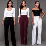 2017 New Women Casual Summer Palazzo High Waist Career Wide Leg Trousers Loose Pants New 2017 New Women Casual Summer Palazzo High Waist Career Wide Leg Trousers Loose Pants New