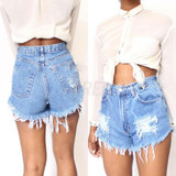 2017 new UK Vintage Women Ladies Summer Ripped High Waisted Denim Shorts Jeans Hot  Hole Shorts