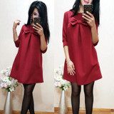 2017 New Summer Women Sweet Simple Loose Dress Bodycon Cute Female O-Neck Half Sleeve Green Blue Mini dress Plus Size Vestido