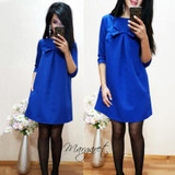 2017 New Summer Women Sweet Simple Loose Dress Bodycon Cute Female O-Neck Half Sleeve Green Blue Mini dress Plus Size Vestido