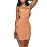 2017 New summer Women Party Bodycon Dress sexy pink strap Knee Length Celebrity Chic Bandage Dress Clubwear wholesale vestidos