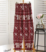 2017 New Summer Women Bohemian Print Loose Wide Leg Long Pants Female Cozy Elastic Waist Casual Boho Pants Trousers 7188