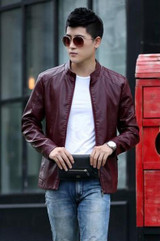 Free shipping men jacket jacket collar men's leather leather motorcycle leather jacket winter jacket man