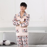 Free Shipping High Quality Men Autumn and winter coral fleece sleepwear plus size Homewear plaid flannel lounge Pajama set 4xl