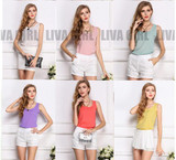 Free shipping  new 2016 Fashion Women Chiffon Sleeveless Shirt Vest Vest Tank Tops Blouse Waistcoat  7