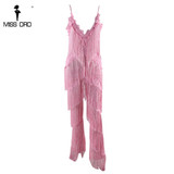 Free Shipping  2017 Sexy sleeveless V-NECK  halter lace tassel jumpsuit FT4661-3