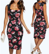 Free ship 2017 Summer style Women Flowers printed short sleeve O-Neck Dresses Vestidos Elegant Bodycon Dress Sheath Robes dress Free ship 2017 Summer style Women Flowers printed short sleeve O-Neck Dresses Vestidos Elegant Bodycon Dress Sheath Robes dress