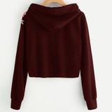 Free Ostrich Sweatshirt Hoodies Women Long Sleeve Floral Embroidery Hooded Sudadera Mujer sweatshirt Women Tumblr Harajuku No8