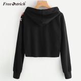Free Ostrich Sweatshirt Hoodies Women Long Sleeve Floral Embroidery Hooded Sudadera Mujer sweatshirt Women Tumblr Harajuku No8
