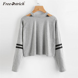 Free Ostrich Sweatshirt Hoodies Long Sleeve Solid Sudadera Mujer Jumper Women Clothing Sweatshirt Tumblr Pullover Crop Top No9