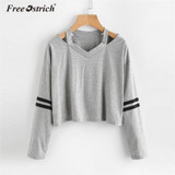 Free Ostrich Sweatshirt Hoodies Long Sleeve Solid Sudadera Mujer Jumper Women Clothing Sweatshirt Tumblr Pullover Crop Top No9