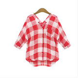 camisas femininas blusas 2016 Casual Loose summer tops female red Plaid blouse shirt women blouses woman clothes plus size S~5XL