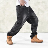 Brand Men Baggy Jeans Denim Loose Washing Jeans Men Hip Hop biker jeans Long Skateboard Relaxed Fit Jeans Mens Harem Pants Black