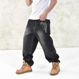 Brand Men Baggy Jeans Denim Loose Washing Jeans Men Hip Hop biker jeans Long Skateboard Relaxed Fit Jeans Mens Harem Pants Black