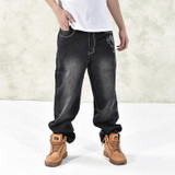 Brand Men Baggy Jeans Denim Loose Washing Jeans Men Hip Hop biker jeans Long Skateboard Relaxed Fit Jeans Mens Harem Pants Black