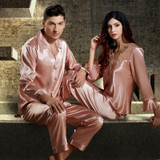 Brand Luxury Couples Silk Pajamas Sets Men's Sleepwear Pyjamas Mens Faux Silk Satin Pajamas Women Sleepwear Pajamas Robes Gifts