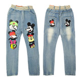 Brand kids boys girls jeans pants spring autumn soft children girl baby elastic waist cartoon cotton denim jeans for boys girls Brand kids boys girls jeans pants spring autumn soft children girl baby elastic waist cartoon cotton denim jeans for boys girls