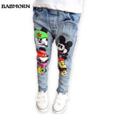 Brand kids boys girls jeans pants spring autumn soft children girl baby elastic waist cartoon cotton denim jeans for boys girls Brand kids boys girls jeans pants spring autumn soft children girl baby elastic waist cartoon cotton denim jeans for boys girls