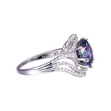 Brand Jewelry 5ct Genuine Rainbow Fire Mystic Topaz Ring Gift For Women Solid 925 Sterling Silver Jewelry Retro Accessories