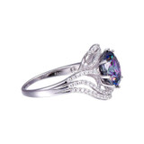 Brand Jewelry 5ct Genuine Rainbow Fire Mystic Topaz Ring Gift For Women Solid 925 Sterling Silver Jewelry Retro Accessories