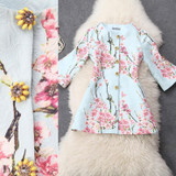 Brand Floral Trench Coat Lady Peach Jacquard loose straight coat women