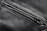 Brand fashion black cowskin motorcycle jacket David Beckham style slim fit vintage genuine leather jacket men leather coats male