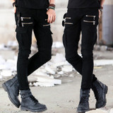 Brand Famous Jeans Men NEW 2016 Green Black Denim Biker Skinny  jean  slim elastic Hiphop Washed