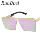 Brand Designer Celebrity Metal Men Oversized Sunglasses Fashion Luxury Square Sunglasses Women Mirror Lens Oculos De Sol R099