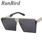 Brand Designer Celebrity Metal Men Oversized Sunglasses Fashion Luxury Square Sunglasses Women Mirror Lens Oculos De Sol R099
