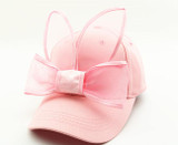 New Children Lovely Cartoon Rabbit Ear Bowknot Kids Baseball Cap Outdoor Hip Hop Cap