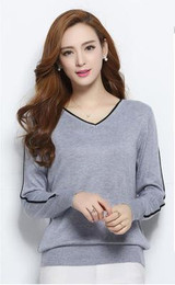 NEW autumn winter women's knitted Cashmere Sweater pullover V-neck Sweaters female fashion wild Wool sweater Slim14 color