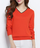 NEW autumn winter women's knitted Cashmere Sweater pullover V-neck Sweaters female fashion wild Wool sweater Slim14 color