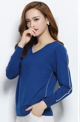 NEW autumn winter women's knitted Cashmere Sweater pullover V-neck Sweaters female fashion wild Wool sweater Slim14 color